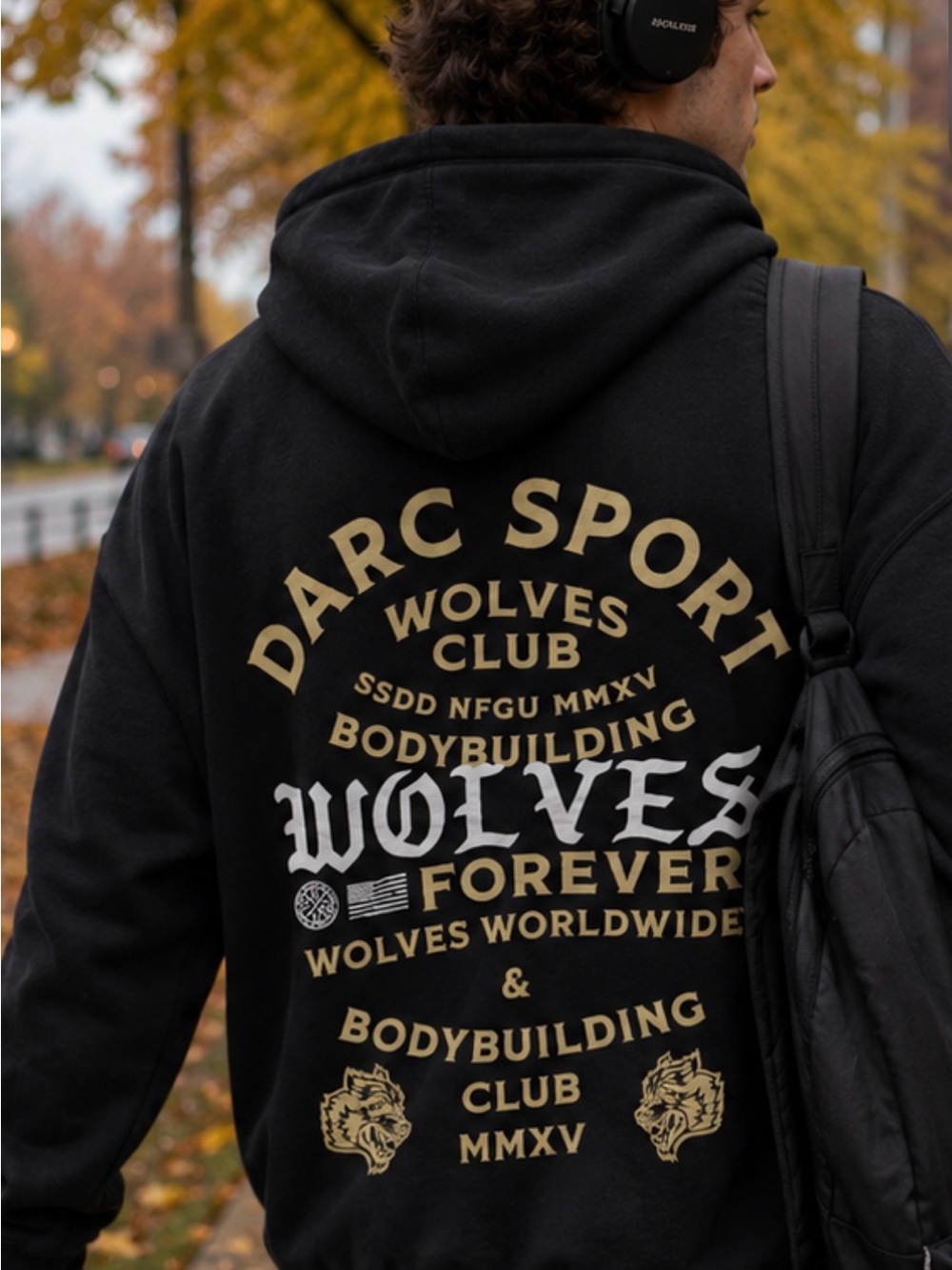 Darc Sports NWT Wolves Black Hoodie - Men's Pullover Hooded Sweatshirt - Picture 2 of 2